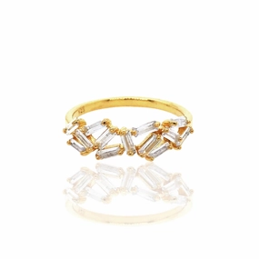 Sterling Silver Baguette Ring Polished Stones