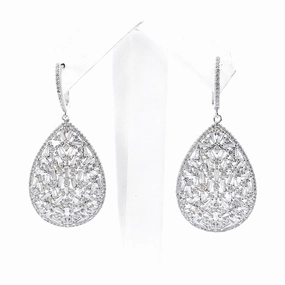Sterling Silver Baguette Teardrop Earrings Dazzling Feature