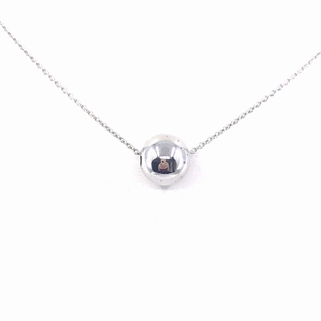 Sterling Silver Ball Necklace Edgy Detail