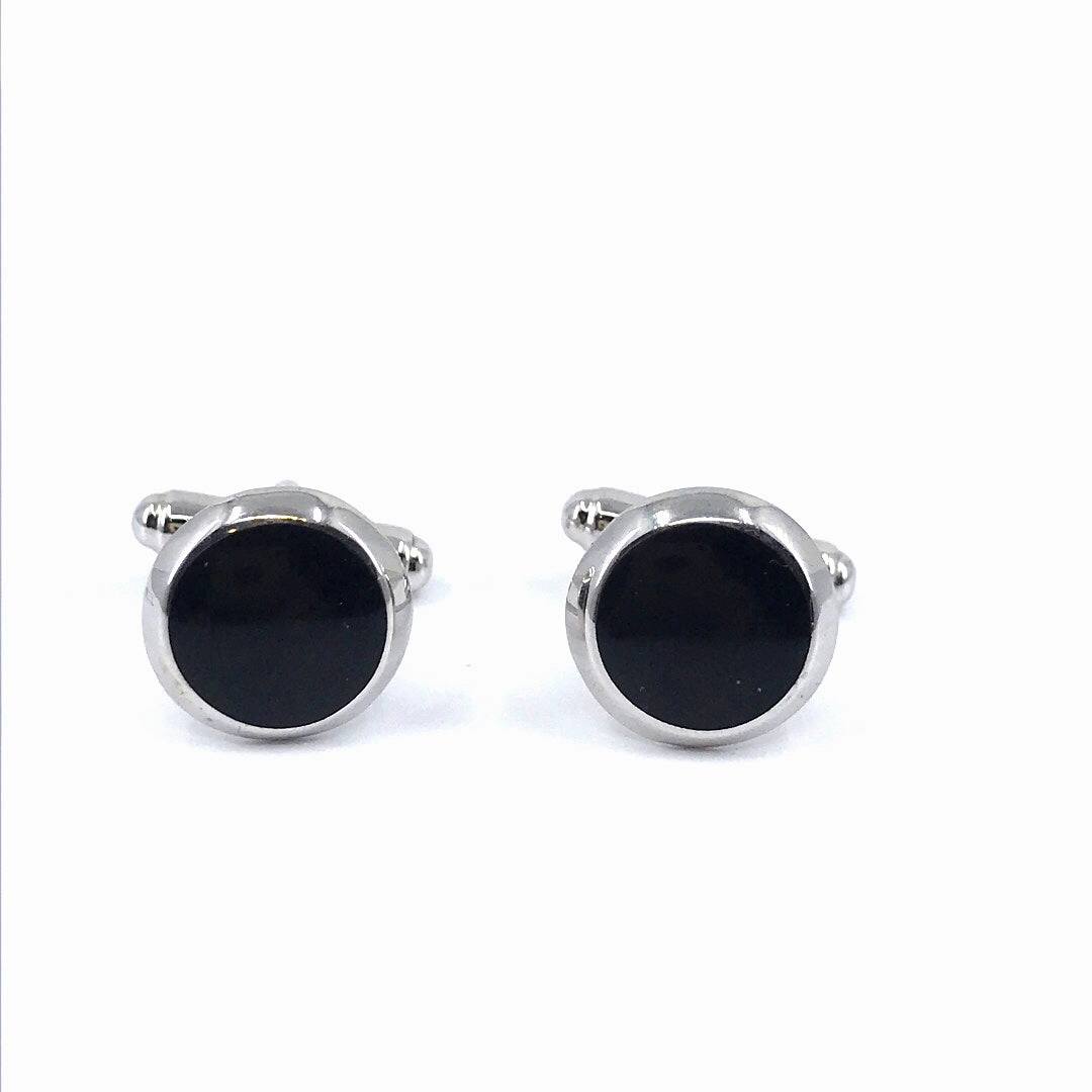 Sterling Silver Black Circle Cufflinks Iconic look