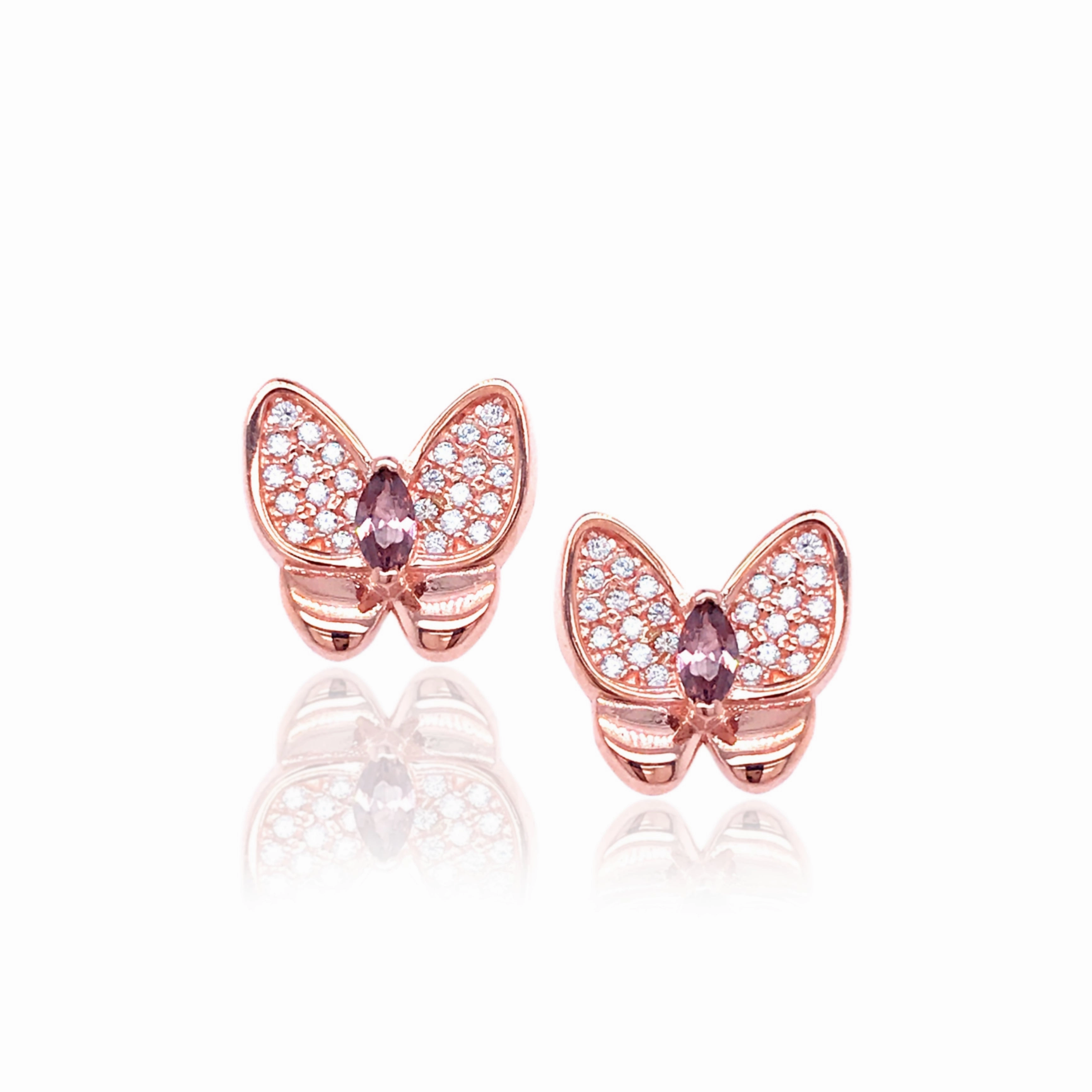 Date Fit Fresh Sparkle Sterling Silver Butterfly Micropave CZ Stud Earrings