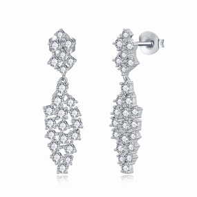 Sterling Silver Cascading Fancy Shape Dangling CZ Earring Chic Shape