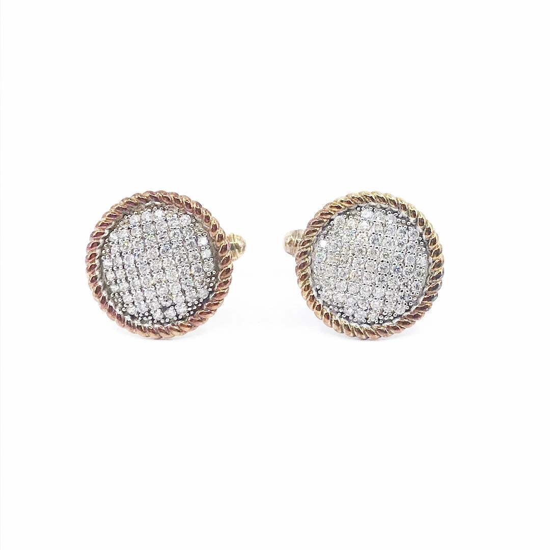 Sterling Silver Circle Cufflinks With Ribbed Border Opulent Edge