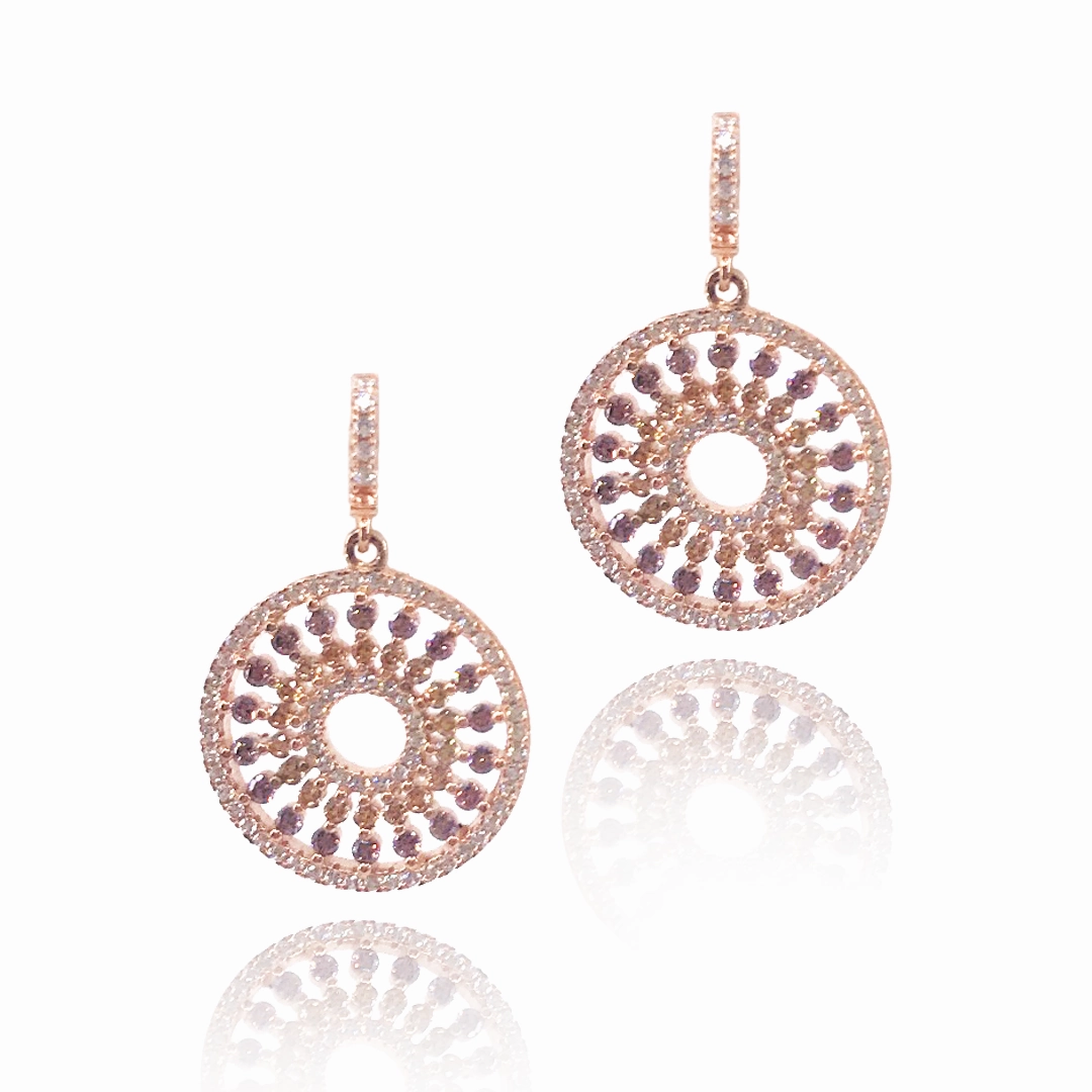 Signature Sparkle Rich Shine Sterling Silver Circle Earrings with Color Stones