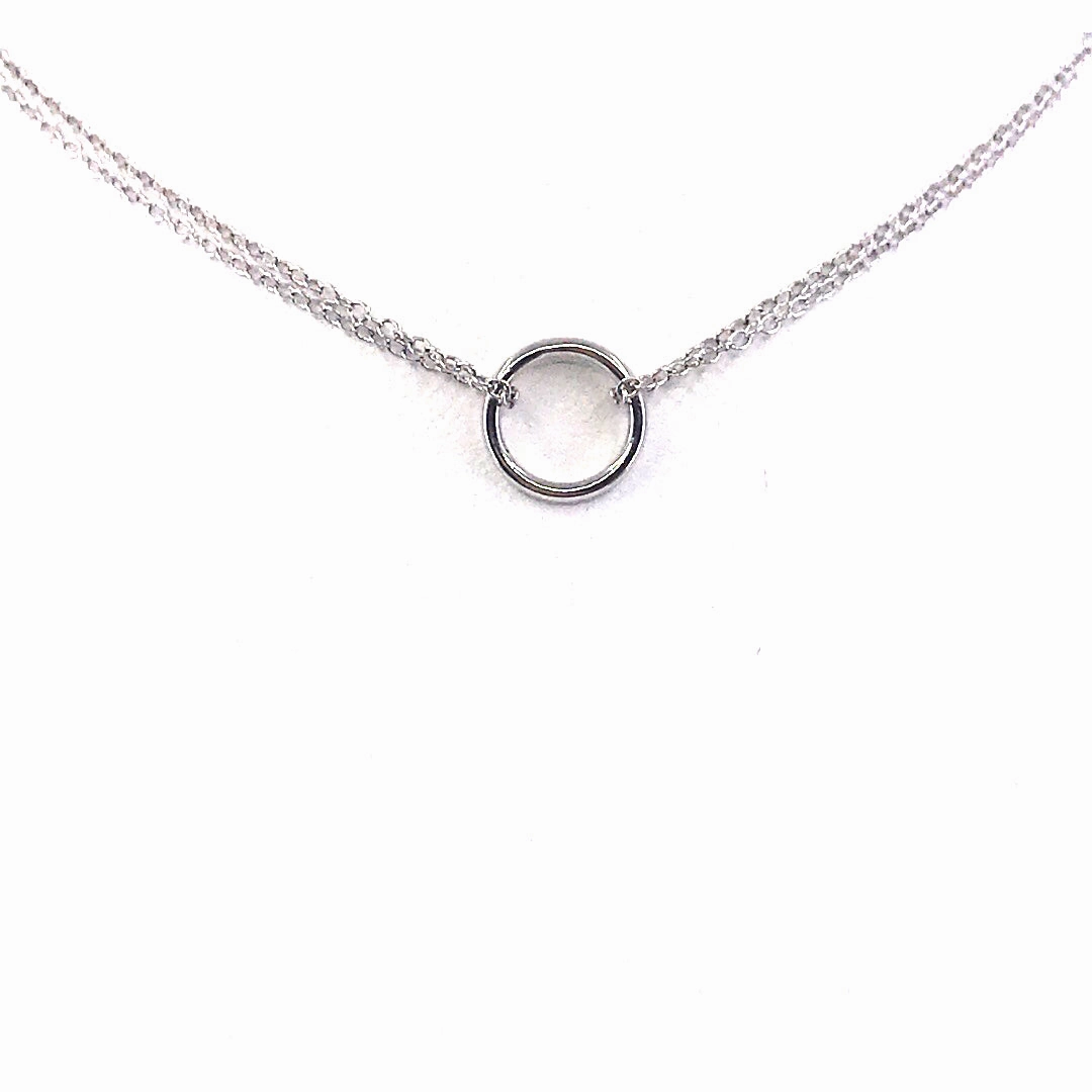 Exquisite Stones Special Occasion Sterling Silver Circle Micropave CZ Necklace
