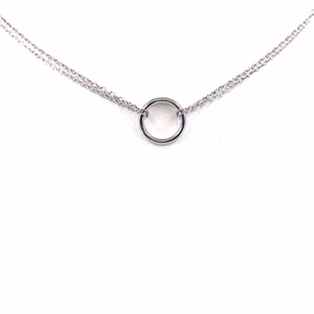 Exquisite Stones Special Occasion Sterling Silver Circle Micropave CZ Necklace