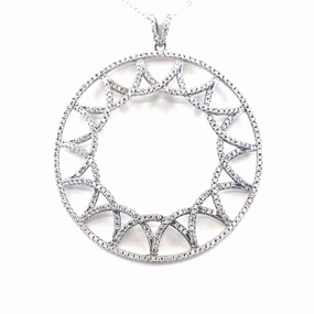Charming Gifts Casual Vibe Sterling Silver Circle Micropave CZ Pendant Necklace