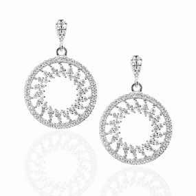 Sterling Silver Circle MicroPave Earrings Metallic Touch