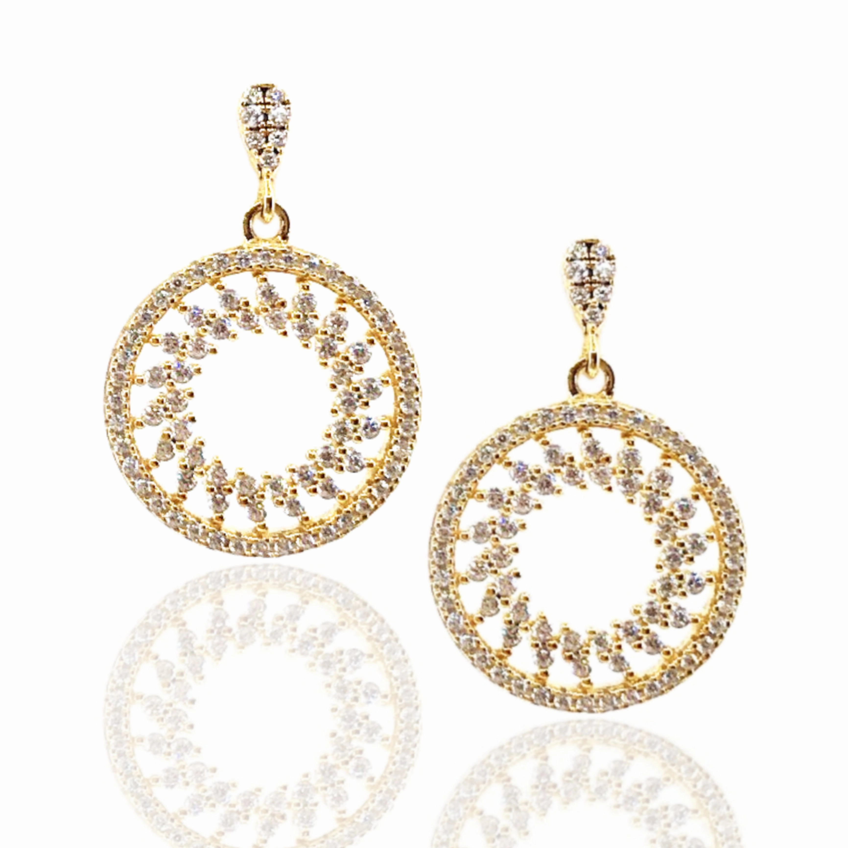 Sterling Silver Circle MicroPave Earrings Rich Texture