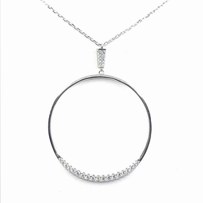 Day Accent Sterling Silver Circle Necklace