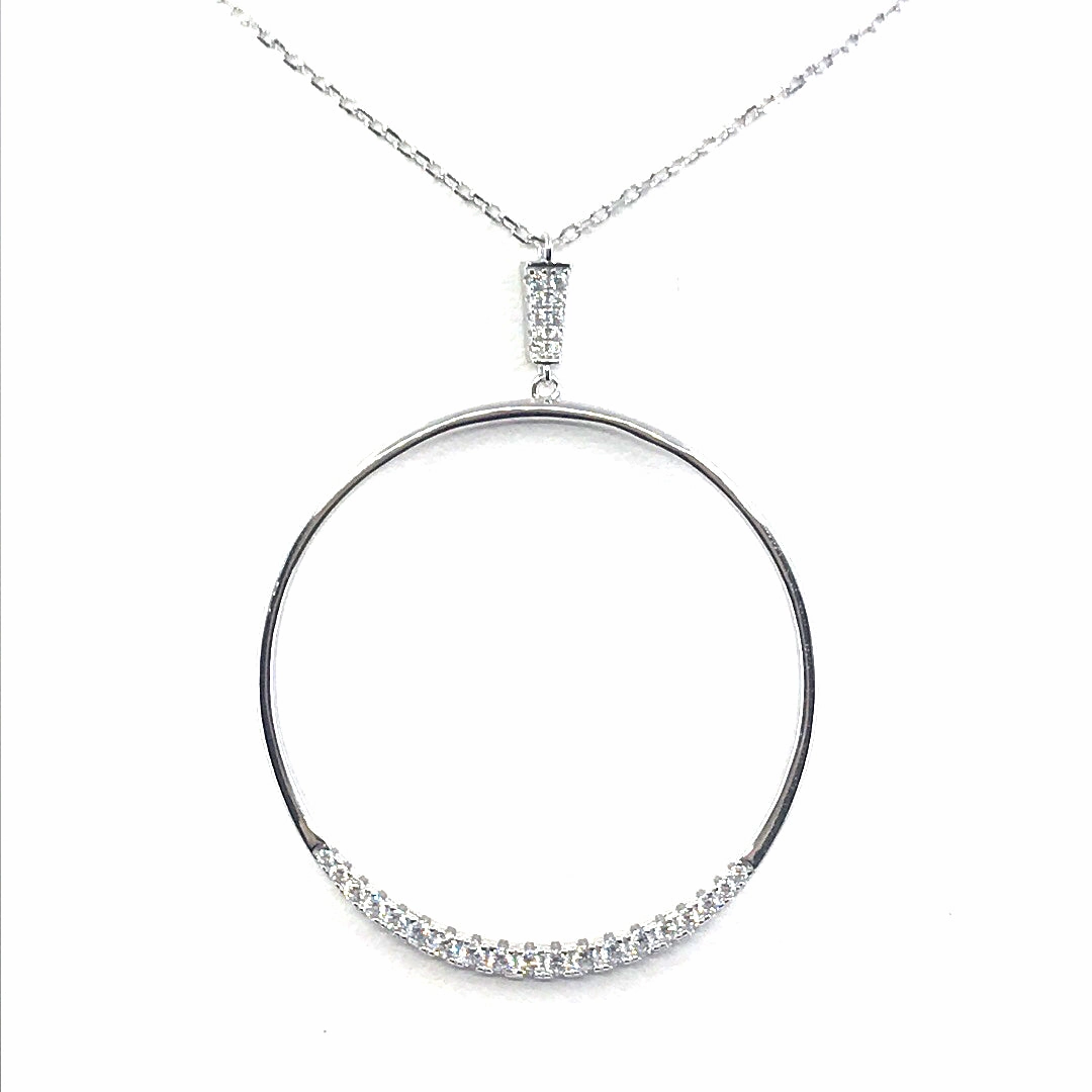 Day Accent Sterling Silver Circle Necklace