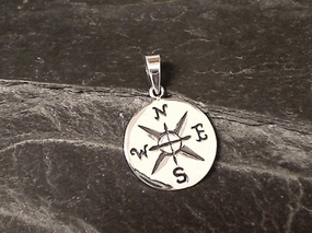 Sterling Silver Compass Pendant Glamorous Mood