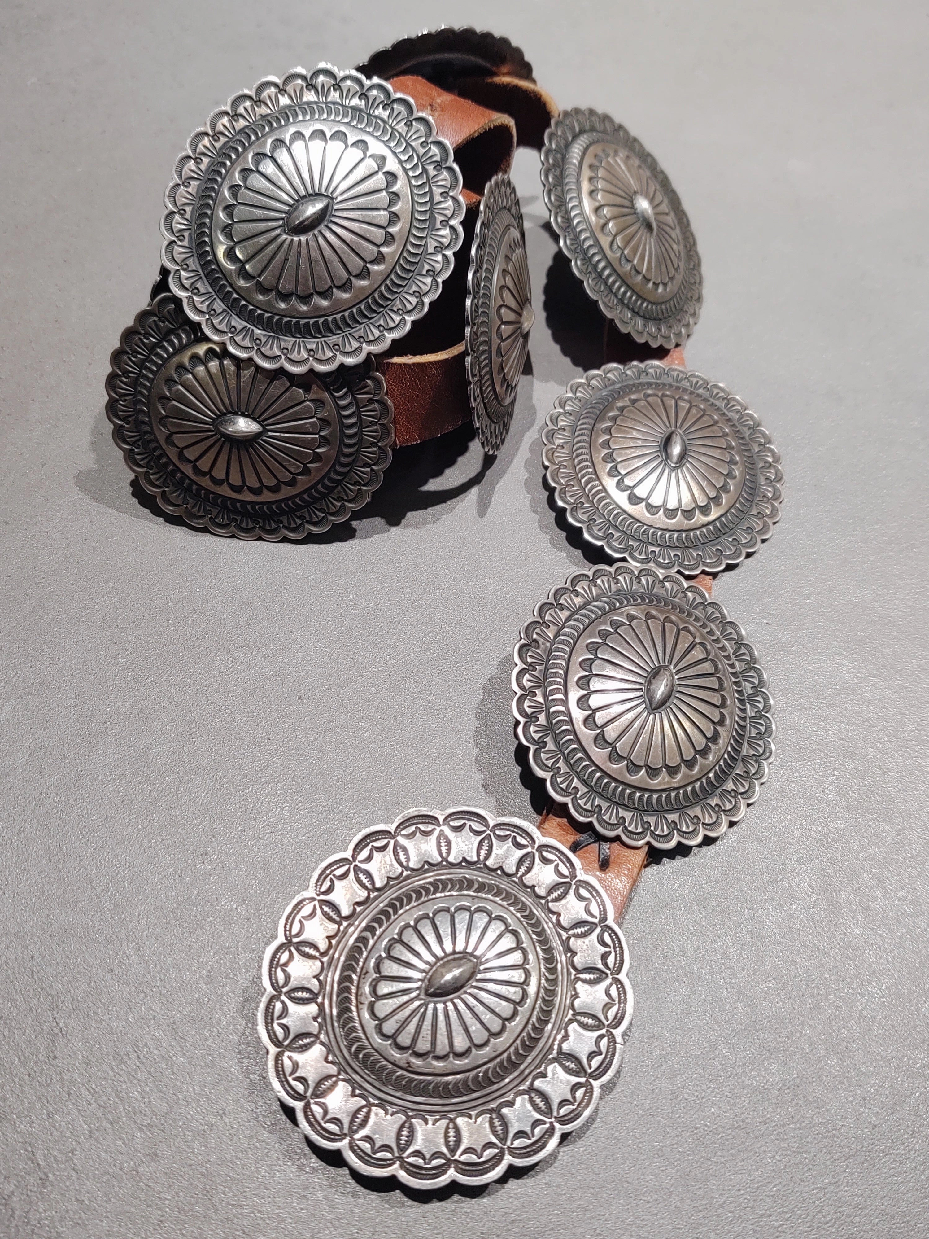 Sterling Silver Concho Belt - Handmade Native American Holiday Style Impeccable Cut