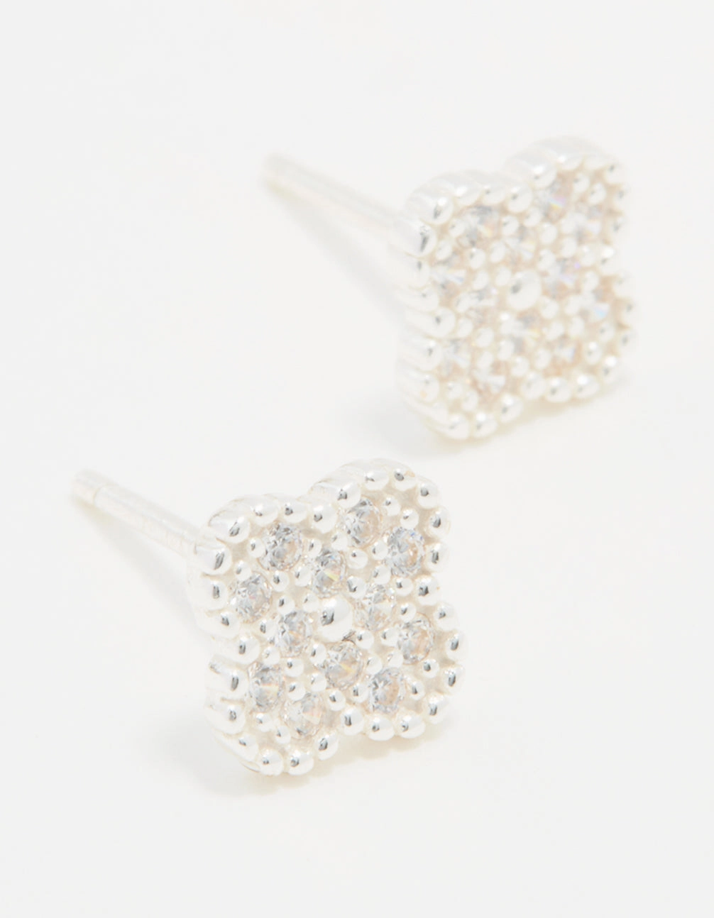 Timeless Trend Sterling Silver Cubic Zirconia Pave Flower Stud Earrings