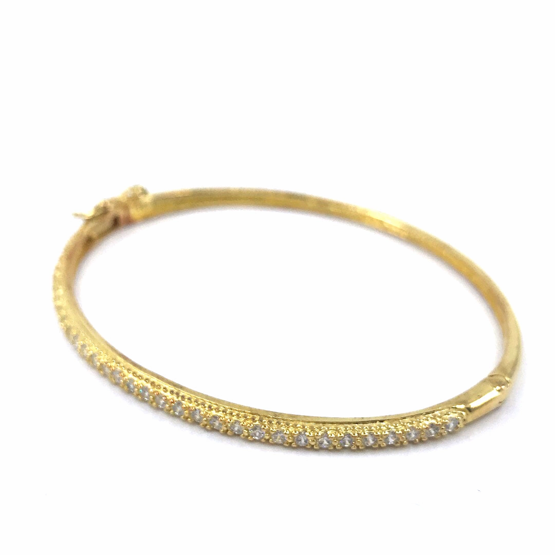 Sterling Silver CZ Micro Pave Bangle Bracelet (Available in 3 Colors) Vibrant Craft