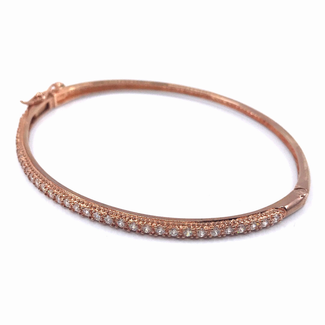 Expressive Edge Sterling Silver CZ Micro Pave Bangle Bracelet (Available in 3 Colors)