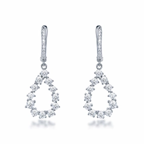 Sterling Silver CZ Micropave Teardrop Earrings Vibrant Jewelry Shine