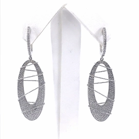 Sterling Silver CZ Oval Earrings Classic Feature