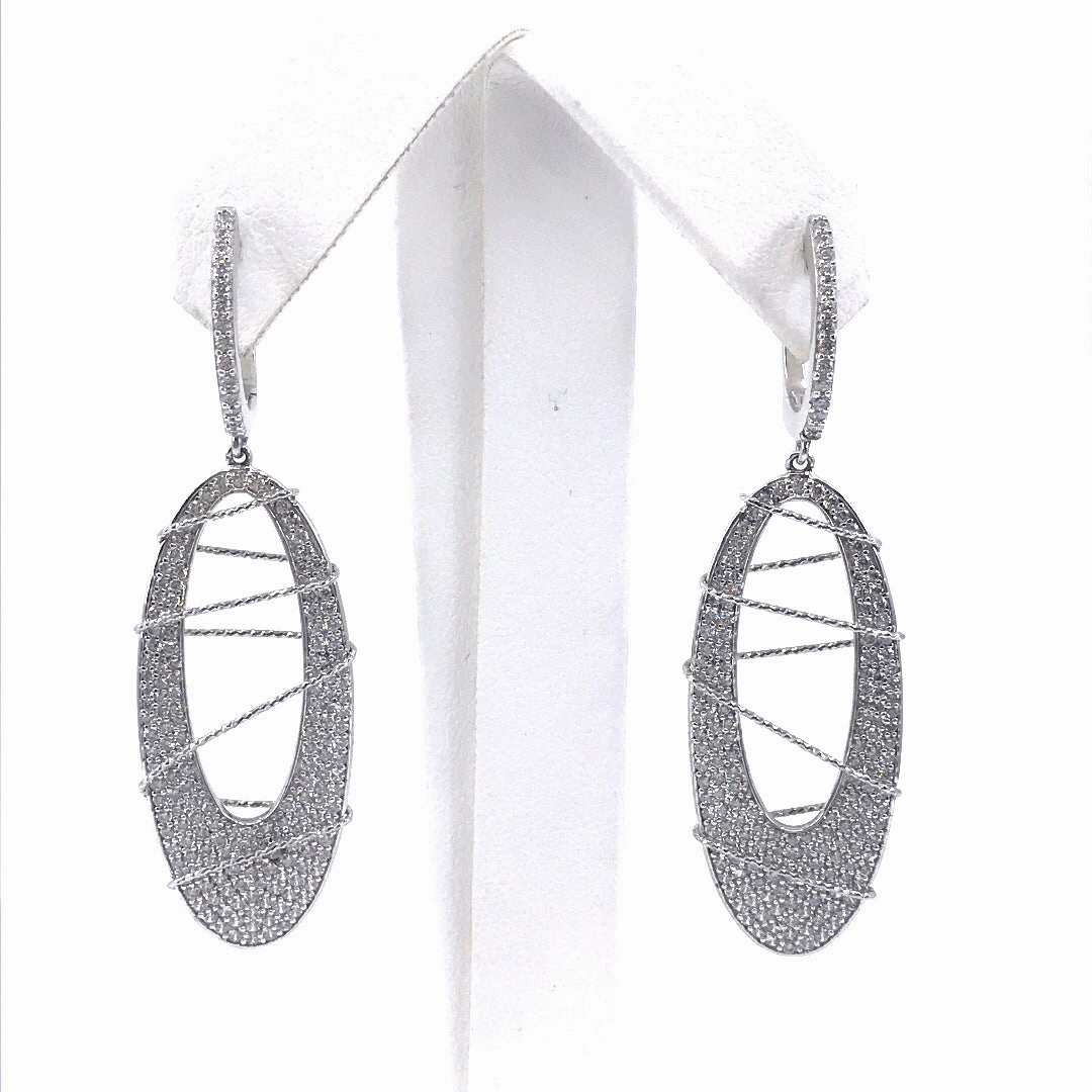 Sterling Silver CZ Oval Earrings Classic Feature
