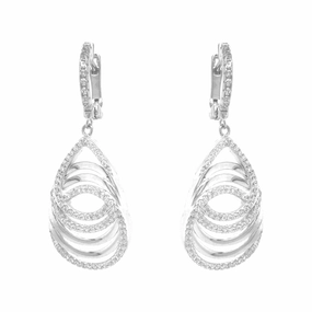 Sterling Silver CZ Overlapping Teardrops and Circles Earrings Bright Choice Gift Ready