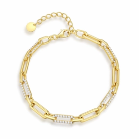 Sterling Silver CZ Paperclip Link Bracelet with Extension Vibrant Pieces Elegant Pairing