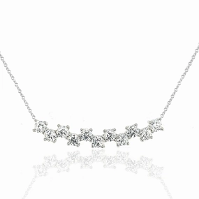Sterling Silver CZ "Checkerboard" Bar Necklace Quick Layer
