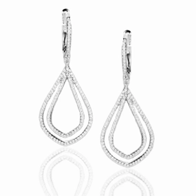 Vivid Sparkle Sterling Silver Double Flame Earrings
