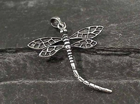 Stylish Pop Ornate Design Sterling Silver Dragonfly Pendant