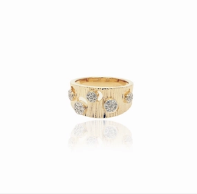 Sterling Silver Gold Plated Brushed Gold With CZ Circles Ring Luxury Accessory