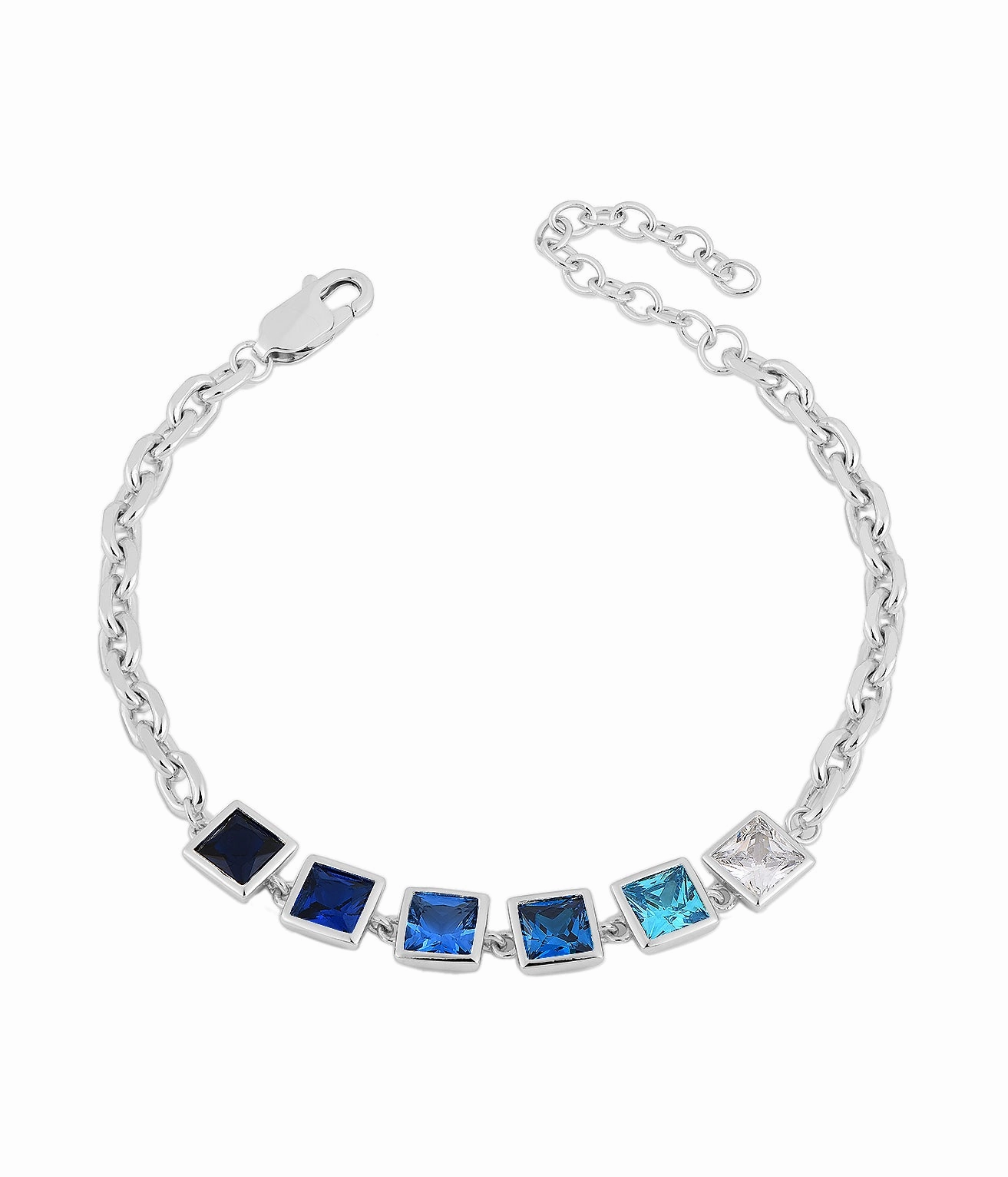 Event Ready Sterling Silver Gold Plated Colored Stone Squares Bracelet