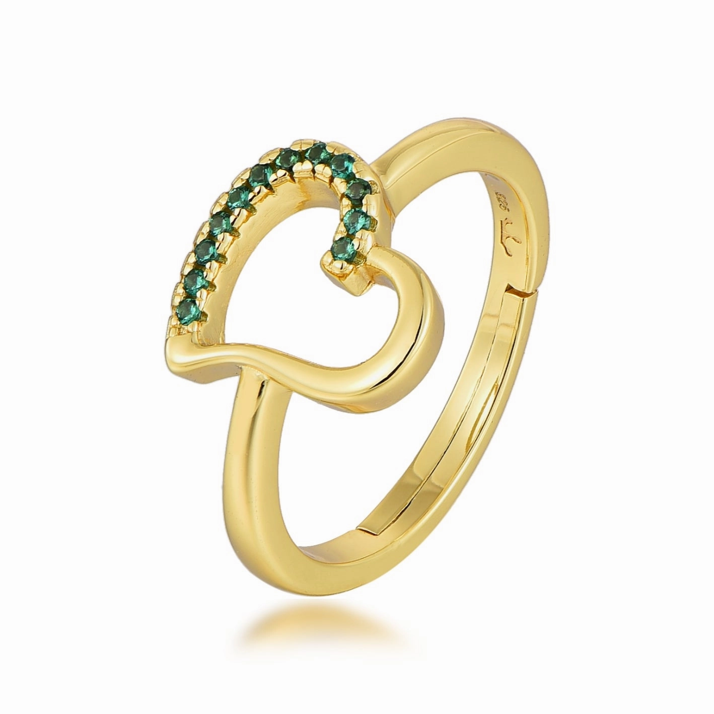 Sterling Silver Gold Plated Colorful Angled Heart Ring Statement Highlight Breezy Style