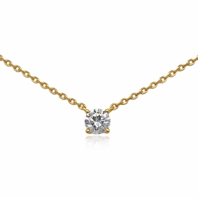 Sterling Silver Gold Plated CZ Solitaire Necklace Glamorous Shine