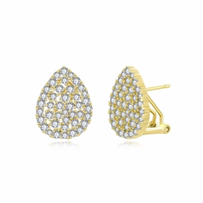 Bold Glance Tailored Mood Sterling Silver Gold Plated CZ Teardrop Stud Earrings