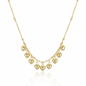 Sterling Silver Gold Plated Dangling Hearts Necklace Timeless Shine