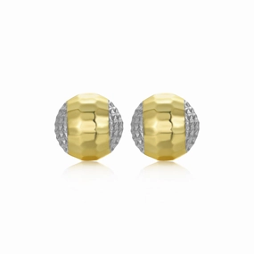 Sterling Silver Gold Plated Diamond Cut Circle Stud Earring Exclusive Accessories Contemporary Highlight