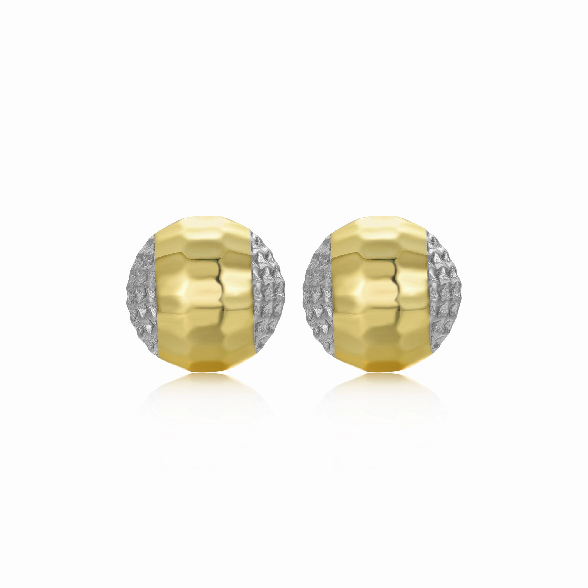 Sterling Silver Gold Plated Diamond Cut Circle Stud Earring Exclusive Accessories Contemporary Highlight