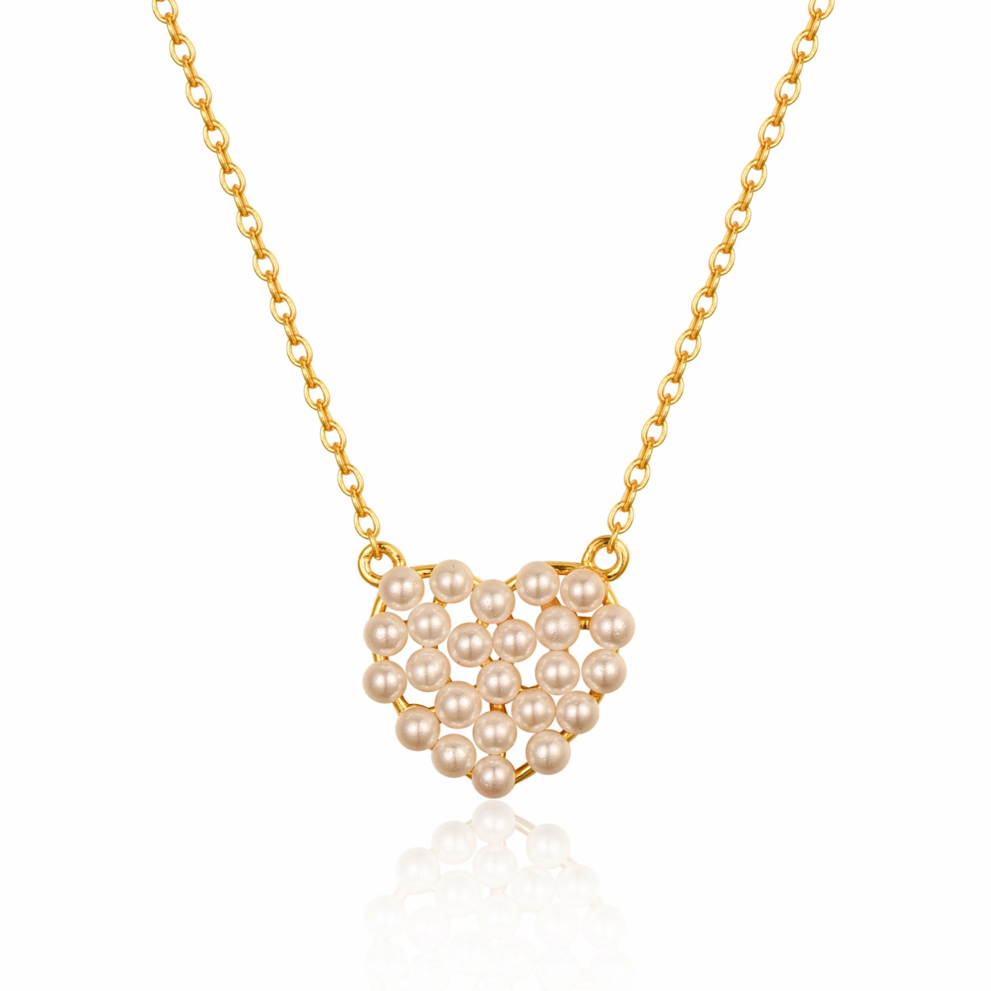 Cultural Event Sterling Silver Gold Plated Pearl Heart Necklace