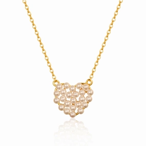 Cultural Event Sterling Silver Gold Plated Pearl Heart Necklace