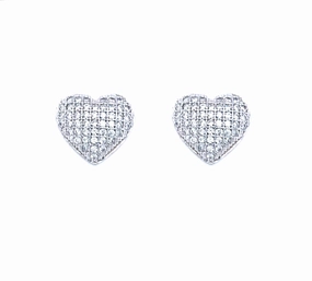 Sterling Silver Heart Stud Earrings Neat Detail