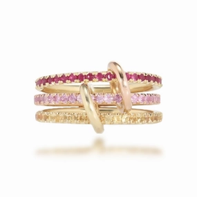 Sterling Silver Interlocking Stacked Colorful 3 Ring Set Charming Shine