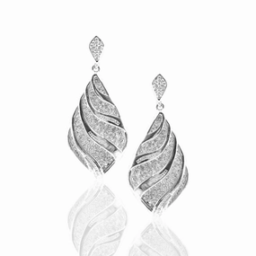 Layered Edge Elegant Sparkle Sterling Silver Kite-Shaped Earrings