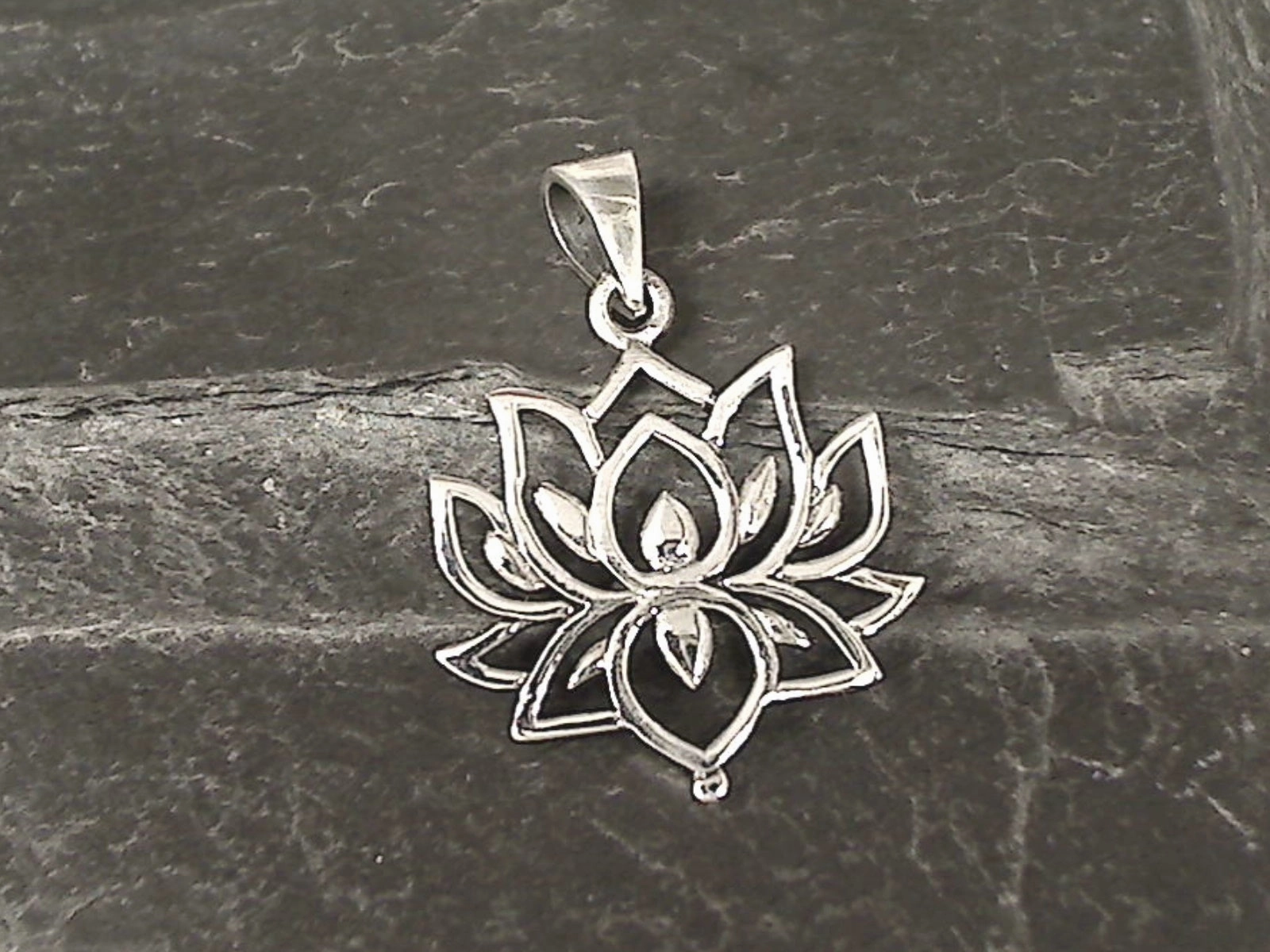 Sterling Silver Lotus Pendant Dainty Finish