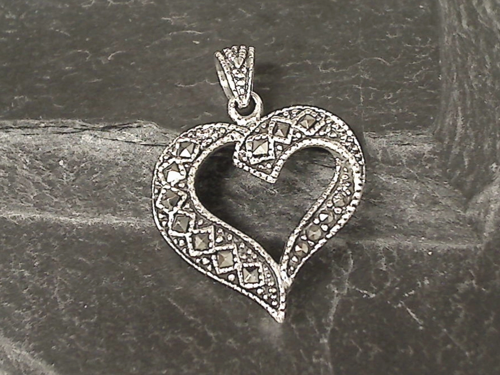 Sterling Silver, Marcasite Heart Pendant Everyday Chic