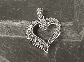 Sterling Silver, Marcasite Heart Pendant Everyday Chic