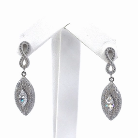 Vibrant Piece Finest Style Sterling Silver Marquis-Shaped Earrings