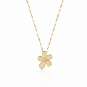 Sterling Silver Matte Finish Gold Plated Flower With Beaded Border Necklace Subtle Mood Daily Radiance