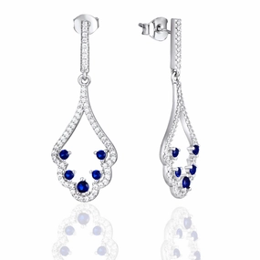 Delicate Pop Sterling Silver Micro Pave and Color Stone Fan Shape Earring