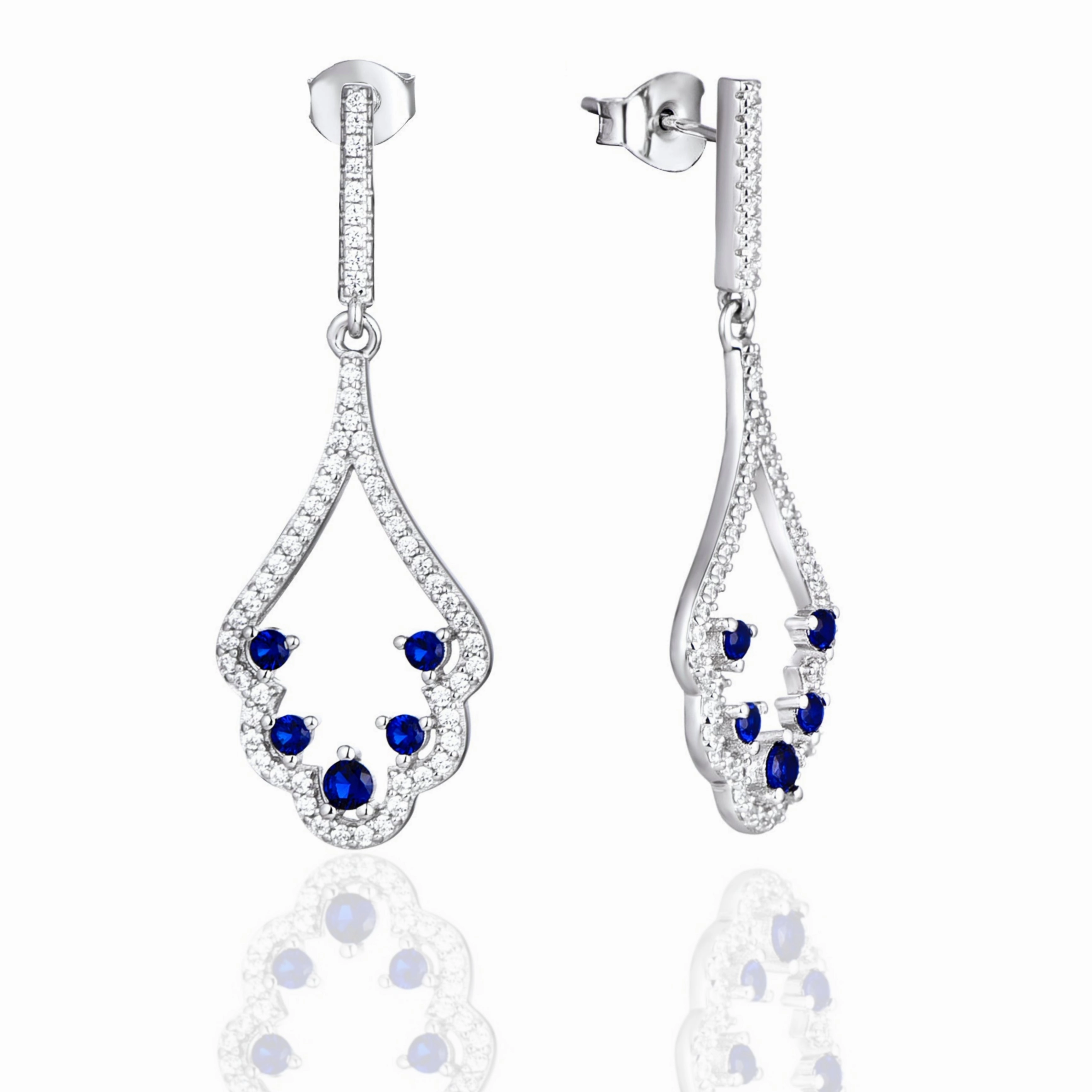 Delicate Pop Sterling Silver Micro Pave and Color Stone Fan Shape Earring