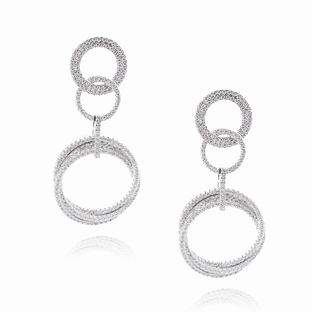 Timeless Mood Sterling Silver Micro Pave Circle Earrings