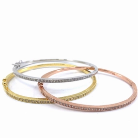 Weekend Glam Wedding accessory Sterling Silver Micro Pave CZ Bangle Bracelet in 3 Colors